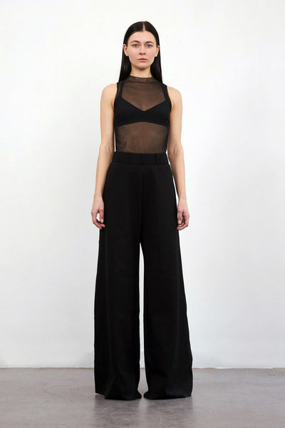 Long wide leg trousers - Black