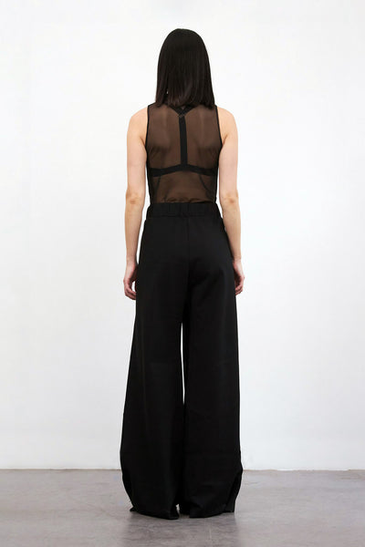 Long wide leg trousers - Black