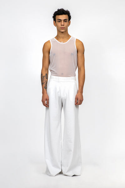 Long wide leg trousers - White