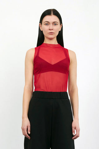 High neck top - Red