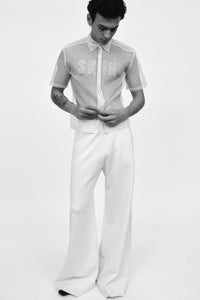 Long wide leg trousers - White