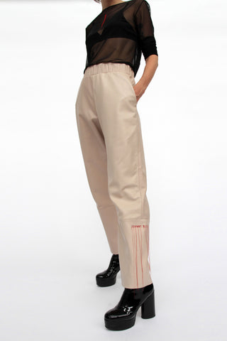 Leather trousers - beige