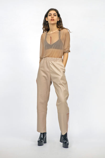 Leather trousers - beige