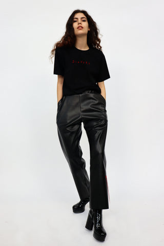 Vegan leather trousers - Black